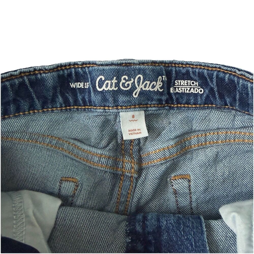 Cat & Jack Girl’s Size 8 Jeans Denim Pants Wide Leg Adjustable Waist